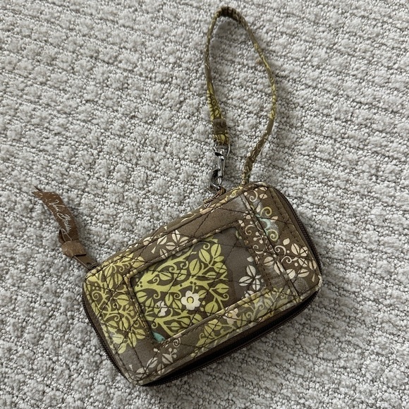 Vera Bradley Handbags - Vera Bradley Wristlet Coin Wallet Purse Retired Green Yellow 3.5x6 zipper strap